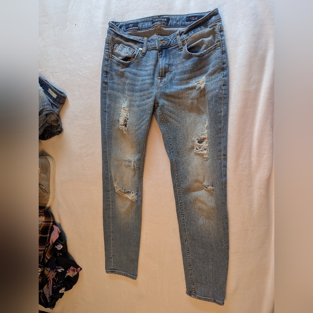 Vigoss Blue Skinny Jeans with Distressed Details